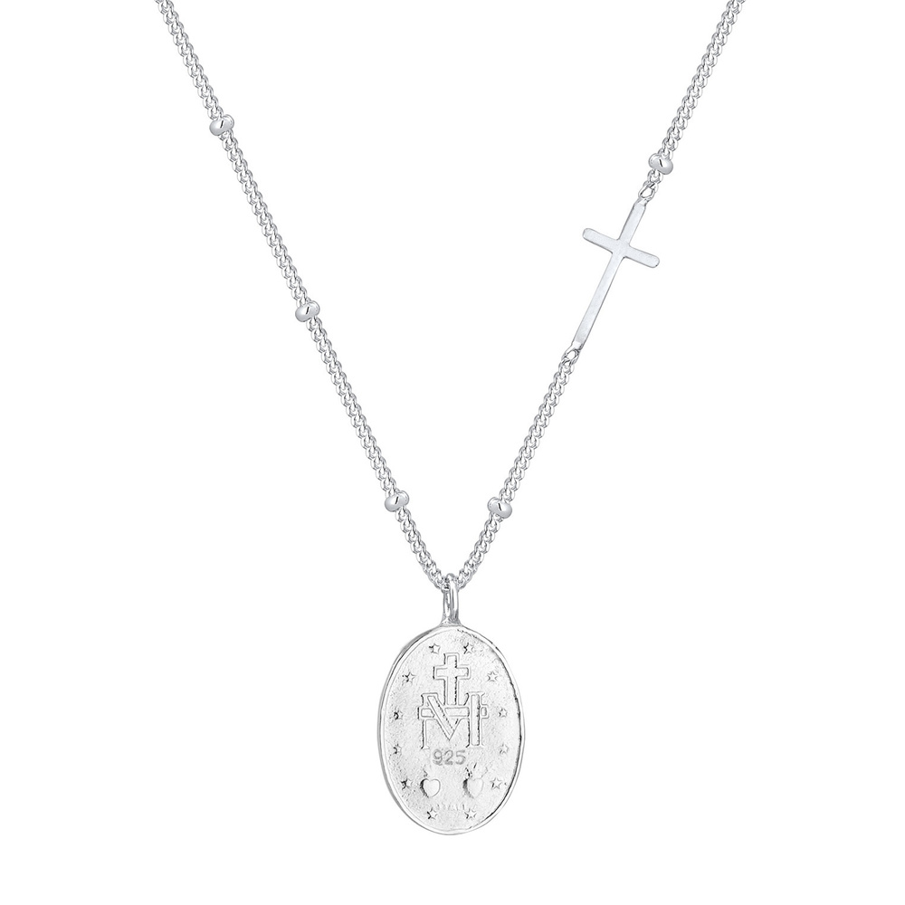 Elli Elli Collier Femme Pendentif et Croix de Marie en Argent Sterling 925 Bijoux