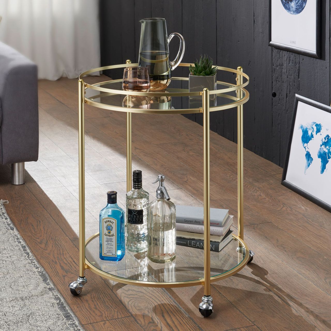 Wohnling Servierwagen 75 x 57 x 57 cm Gold