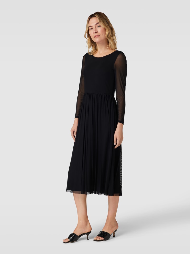 Midikleid mit semitransparenten Armen in schwarz