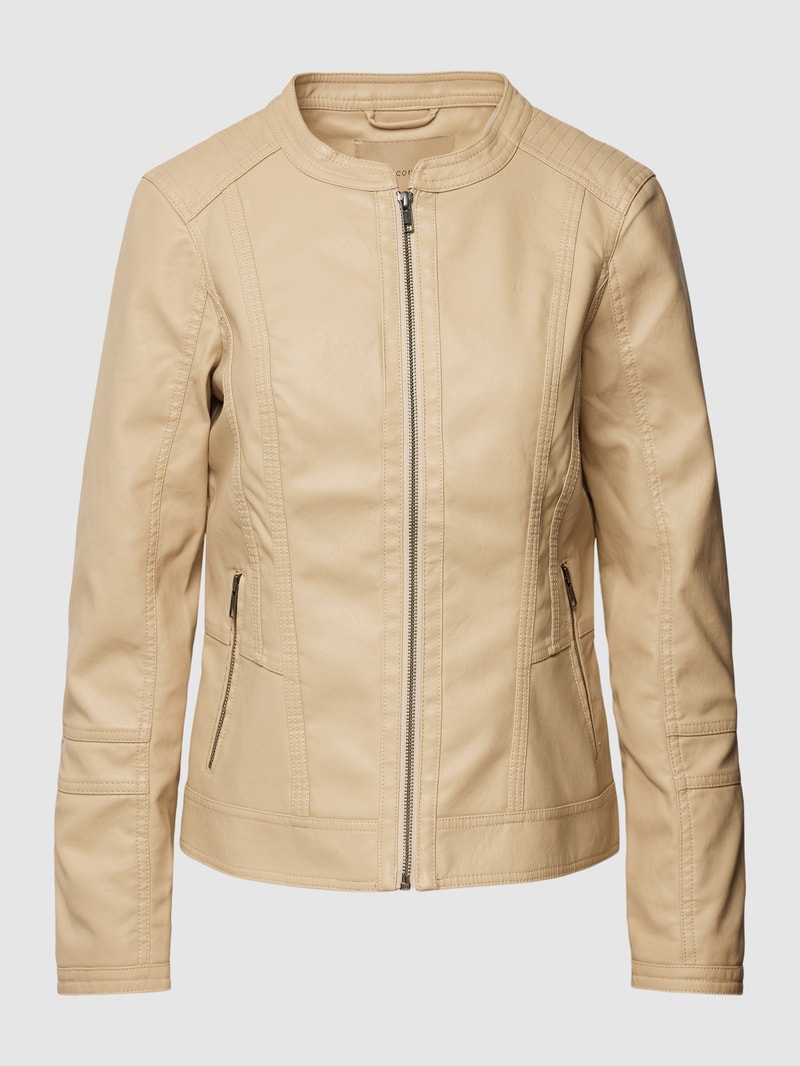 Lederjacke mit Reißverschluss Modell 'Gunilla' in beige