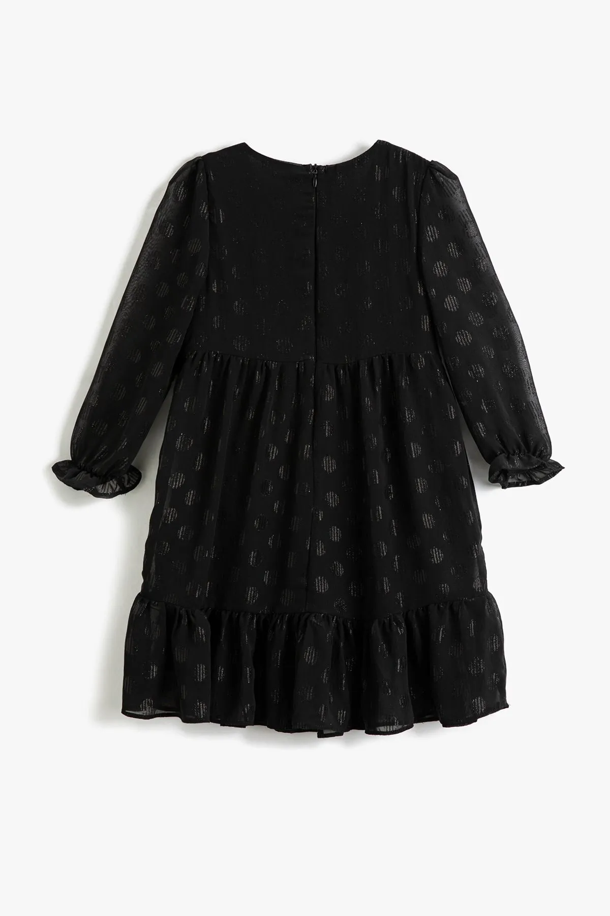 Koton  Kleid Tüll glänzend Langarm Rüschen V-Ausschnitt