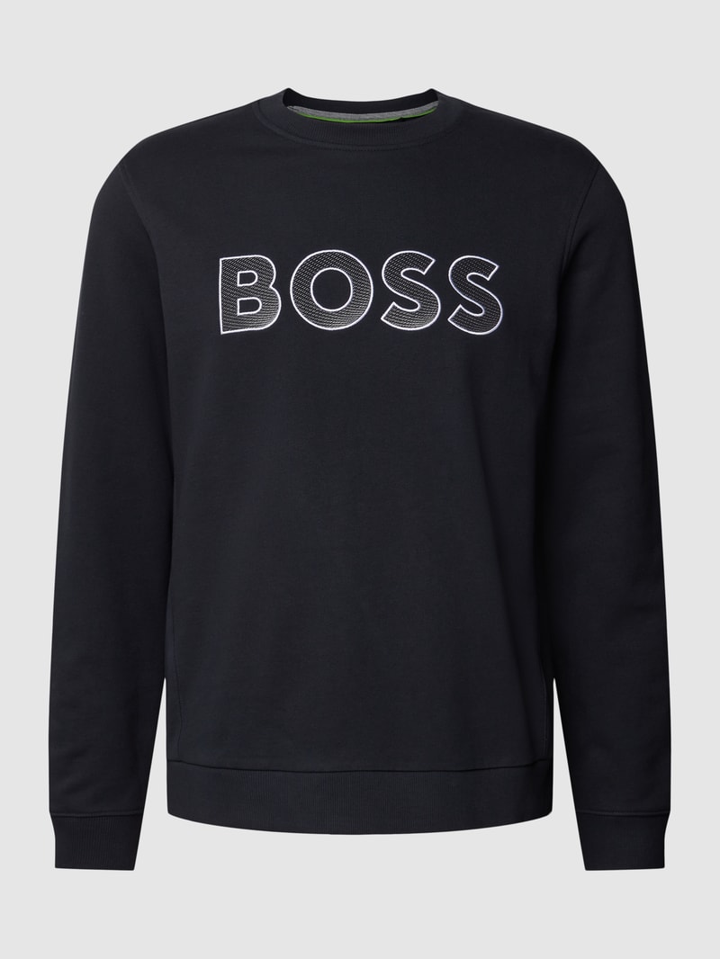 Sweatshirt mit Label-Stitching Modell 'Salbo' in marineblau