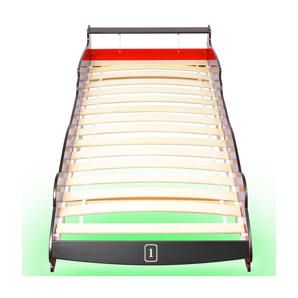Kinderbett mit LED im Rennwagen-Design 90 x 200 cm Rot Kinderbett