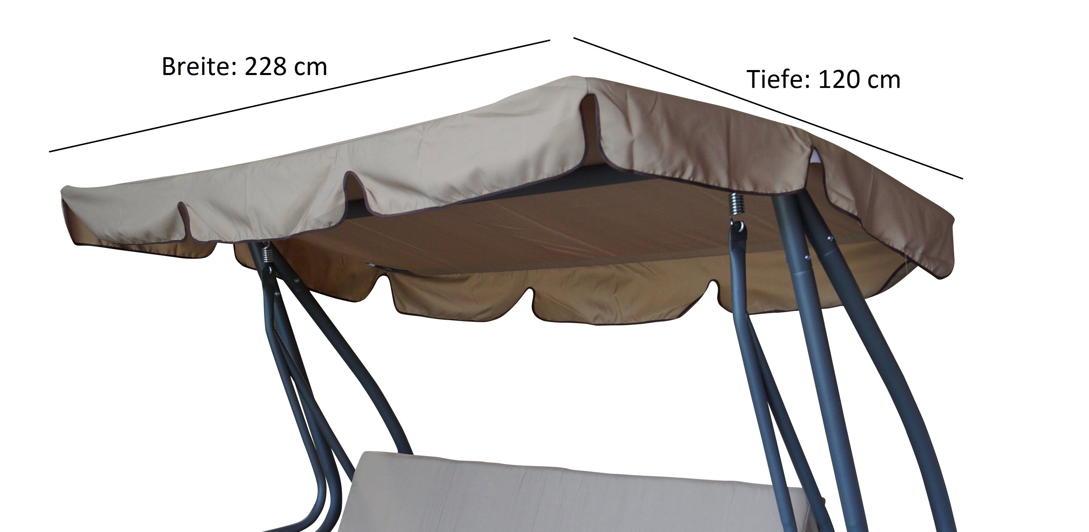 DEGAMO Hollywoodschaukelersatzdach MIAMI, (1-tlg), für 4-sitzer Schaukel 228x120cm, creme mit schwarzen Kedern