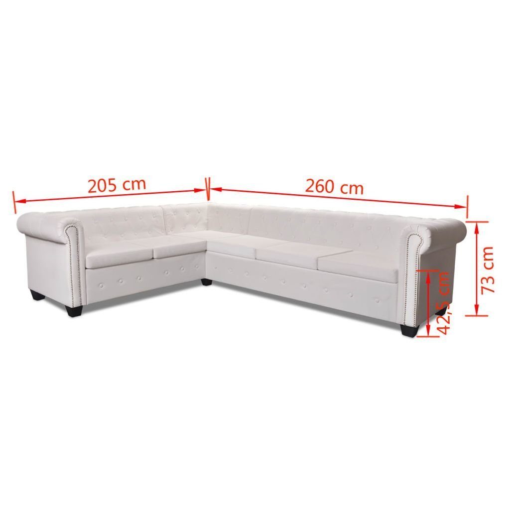 vidaXL Sofa Chesterfield Ecksofa 6-Sitzer Kunstleder Weiß