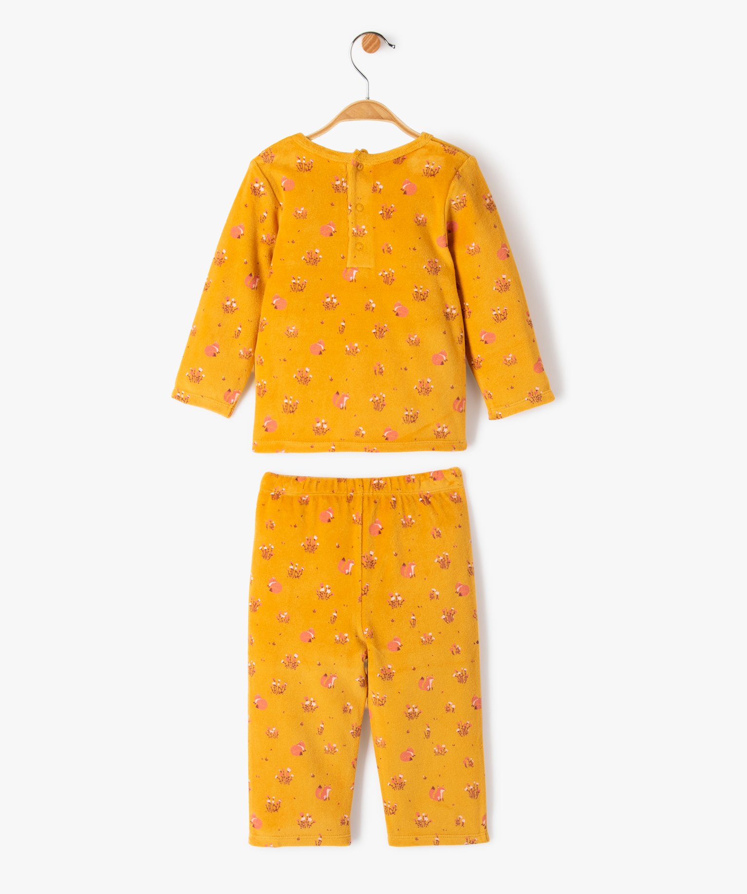 Pyjama 2 pièces en velours imprimé bébé jaune | GEMO