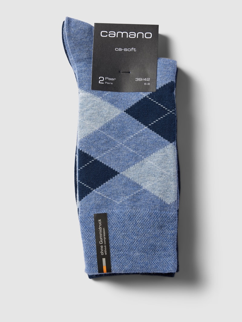 Socken mit Karomuster im 2er-Pack in blau