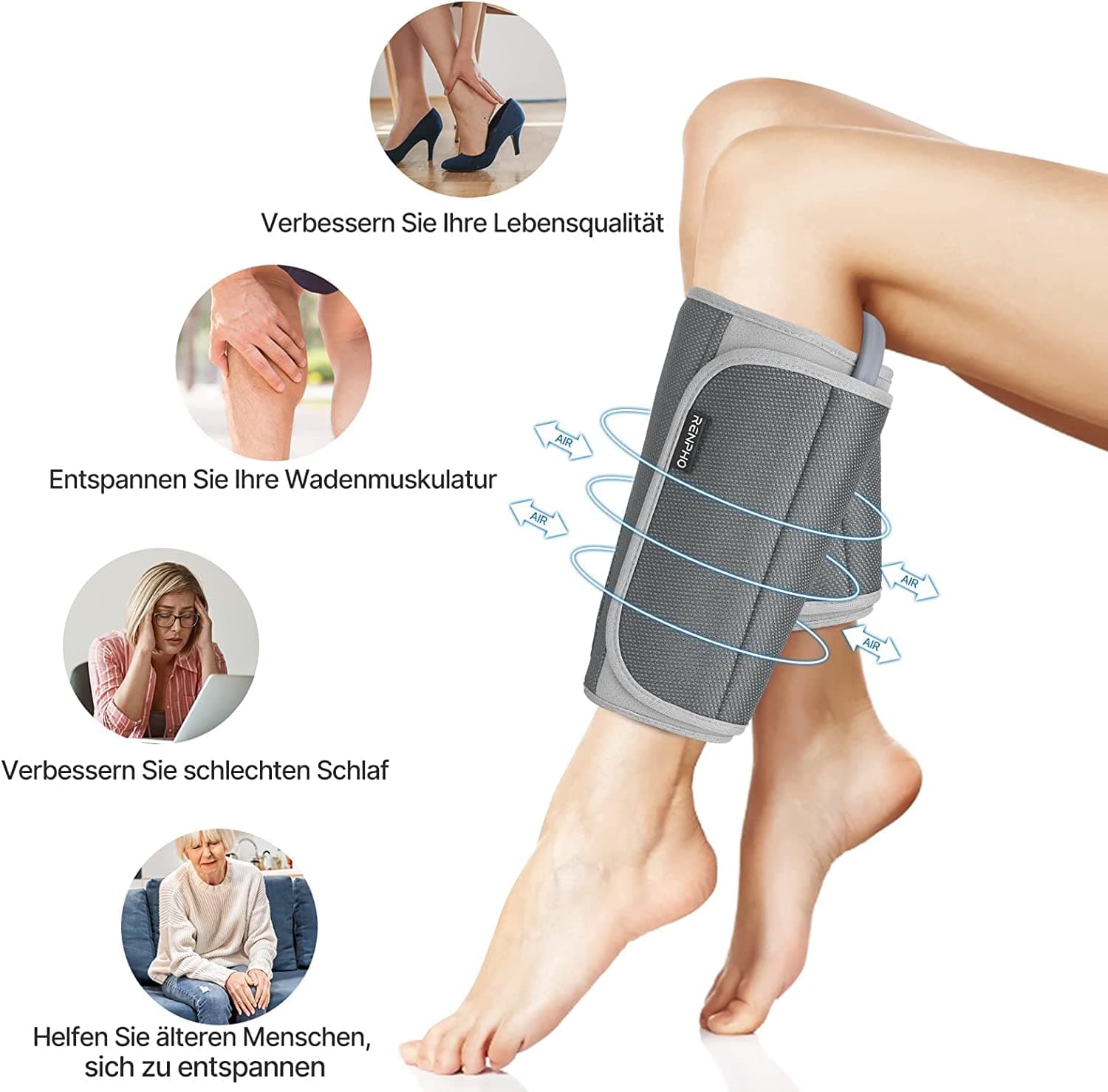 Beinmassagegerät für verstellbaren Beinwickel