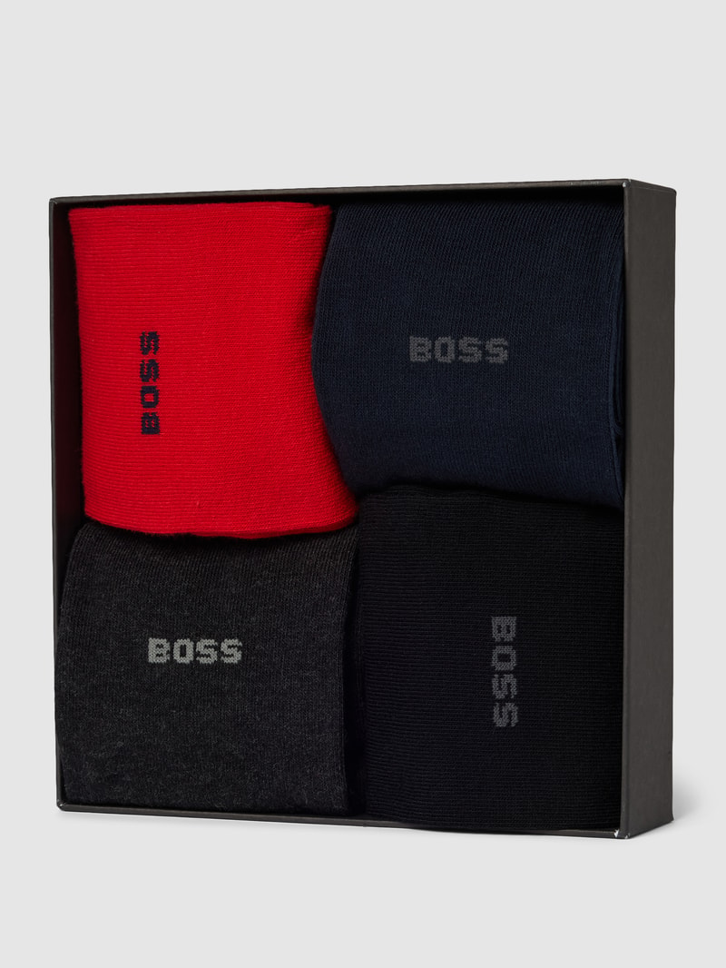 Socken mit Label-Detail im 4er-Pack in rot