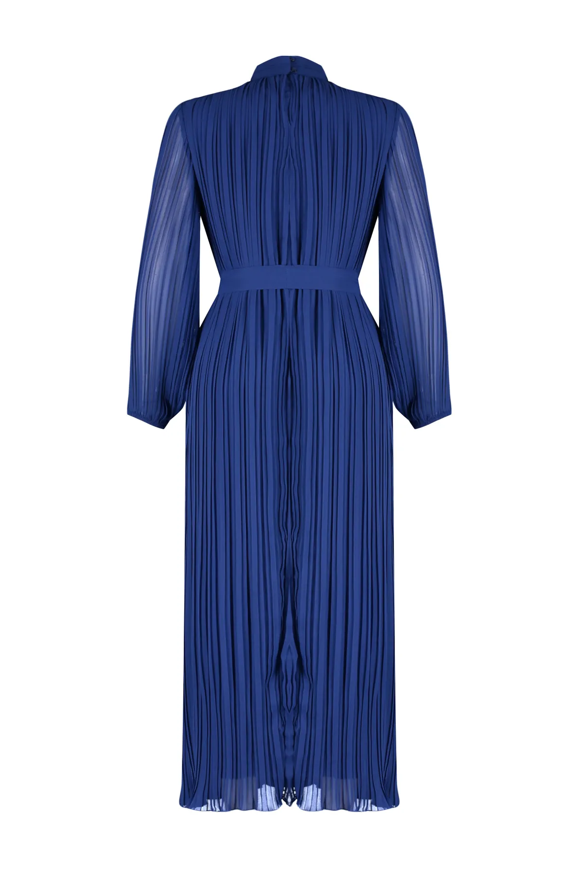 Trendyol Modest  Marineblaues plissiertes Chiffonkleid mit gewebtem Futter TCTSS24DB00040