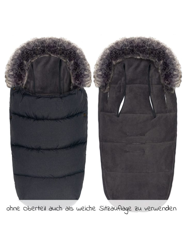 Zamboo Universal Thermo-Fleece Fußsack mit Fellkragen in grau günstig kaufen onesize