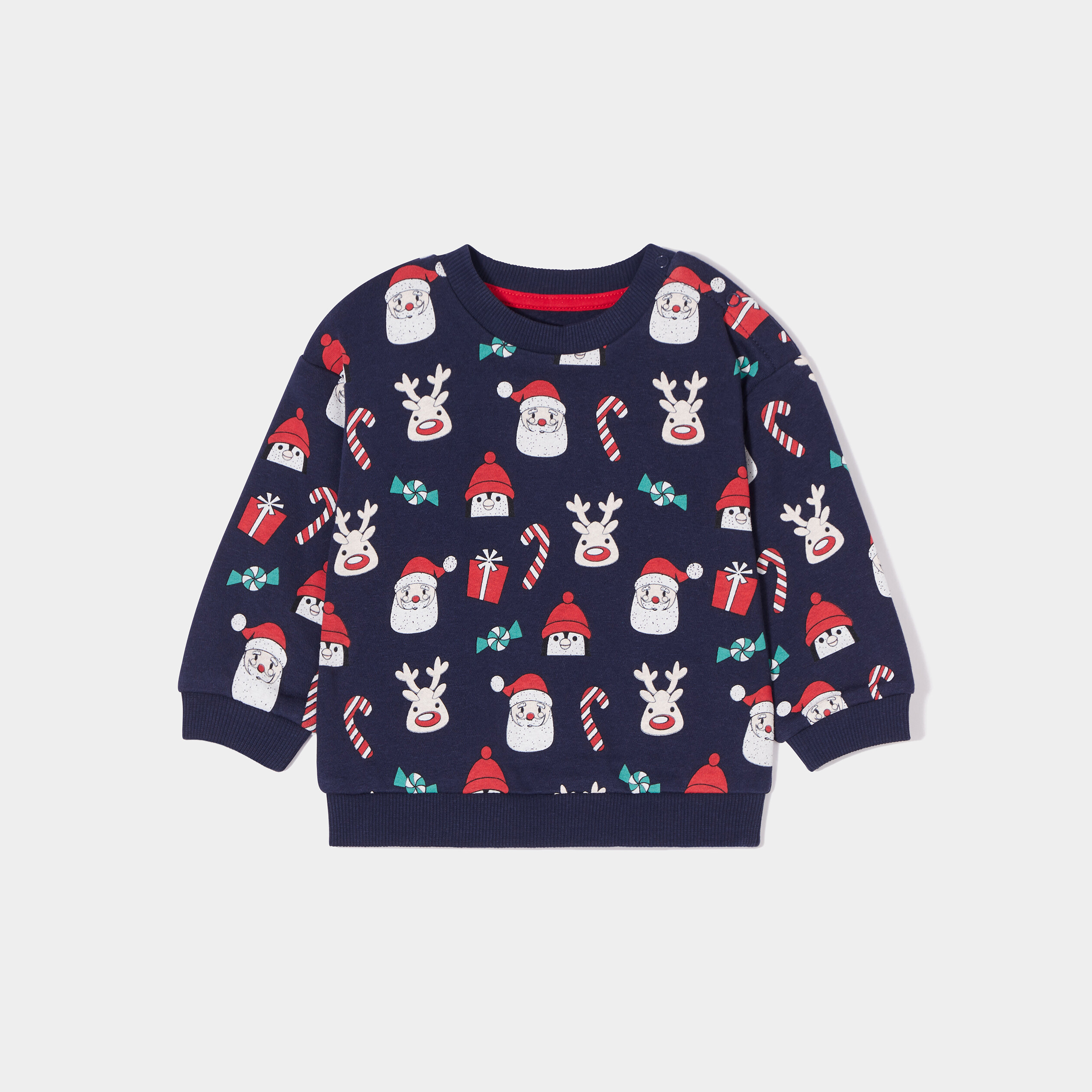 Sweat épaule boutonnée col rond bleu marine bébé garçon | La Halle