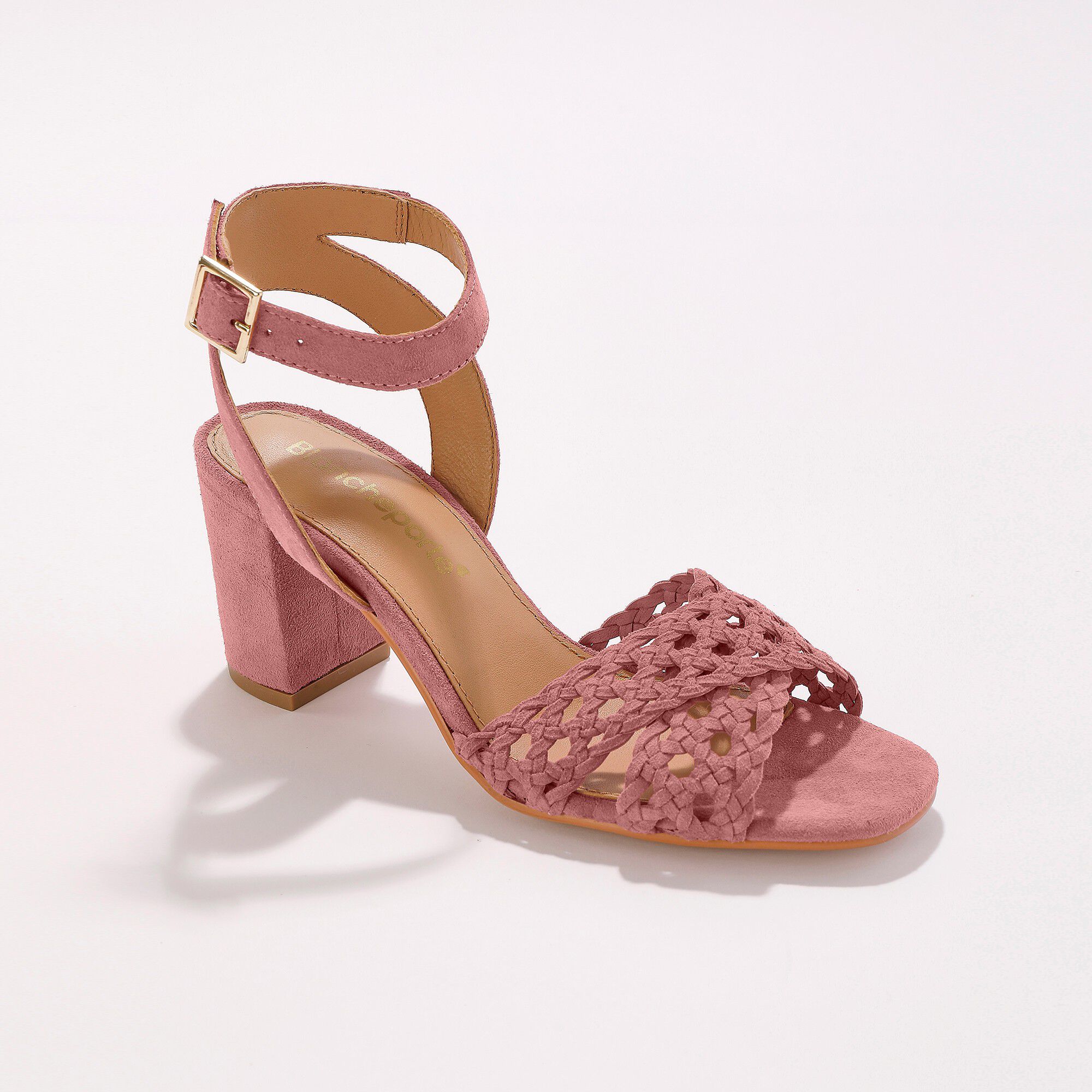 Sandales à brides en cuir tressé à talon