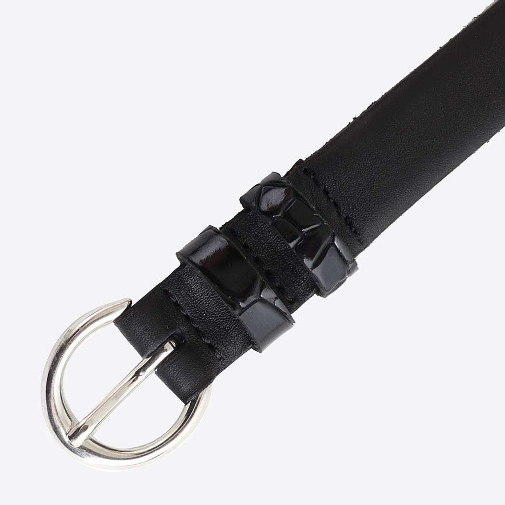 LOVE   Ceinture fine en cuir noir Femme