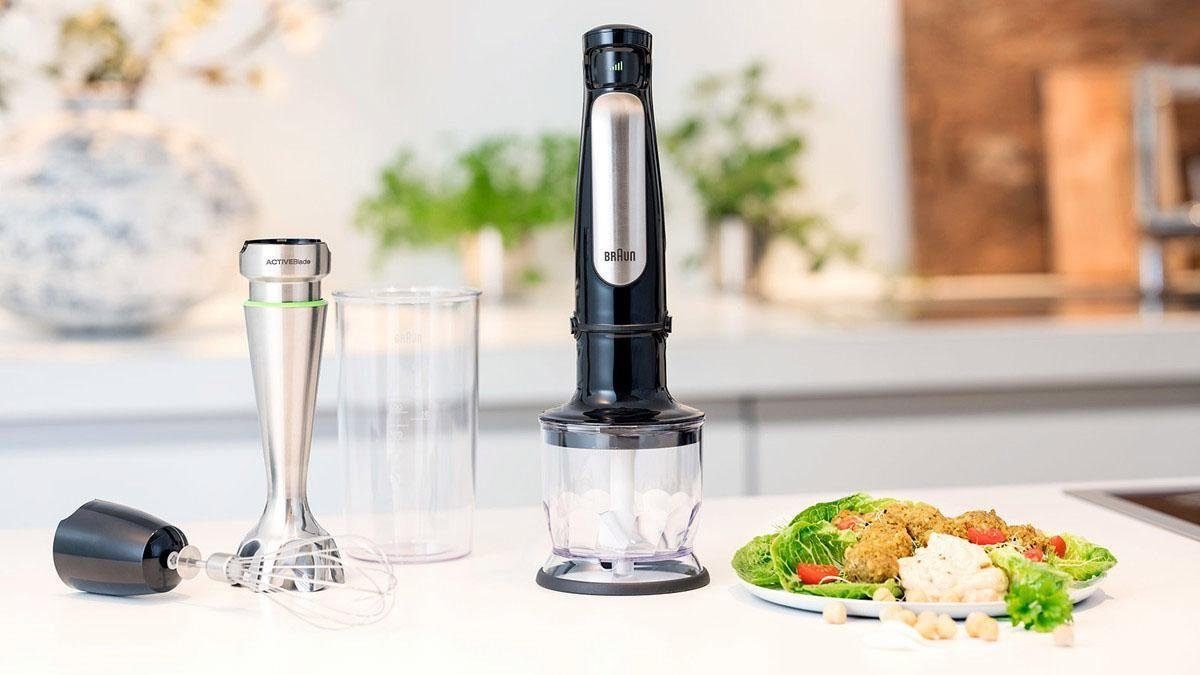 Braun Stabmixer MQ7025X MultiQuick 7, 1000 W, mit Schneebesen, 350ml Zerkleinerer, 600ml Mixbecher