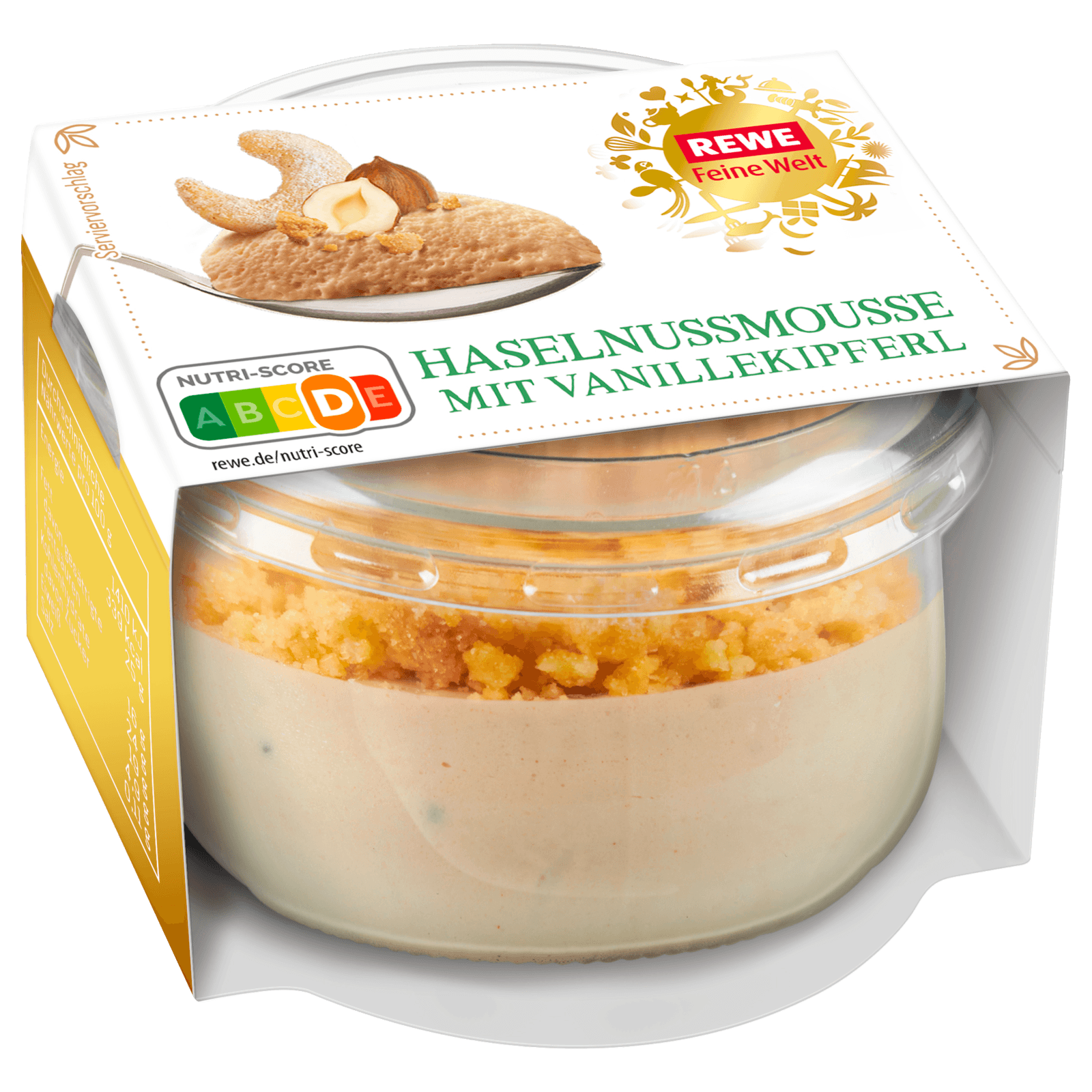 REWE Feine Welt Haselnussmousse mit Vanillekipferl 80g