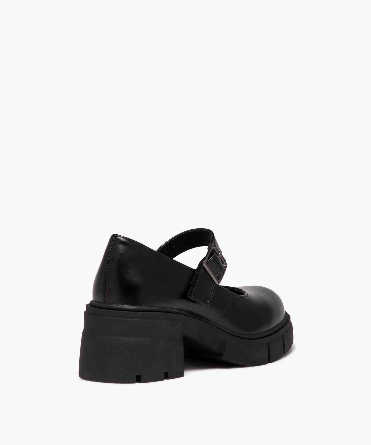 Ballerines fille unies à talon large et semelle crantée noir | GEMO