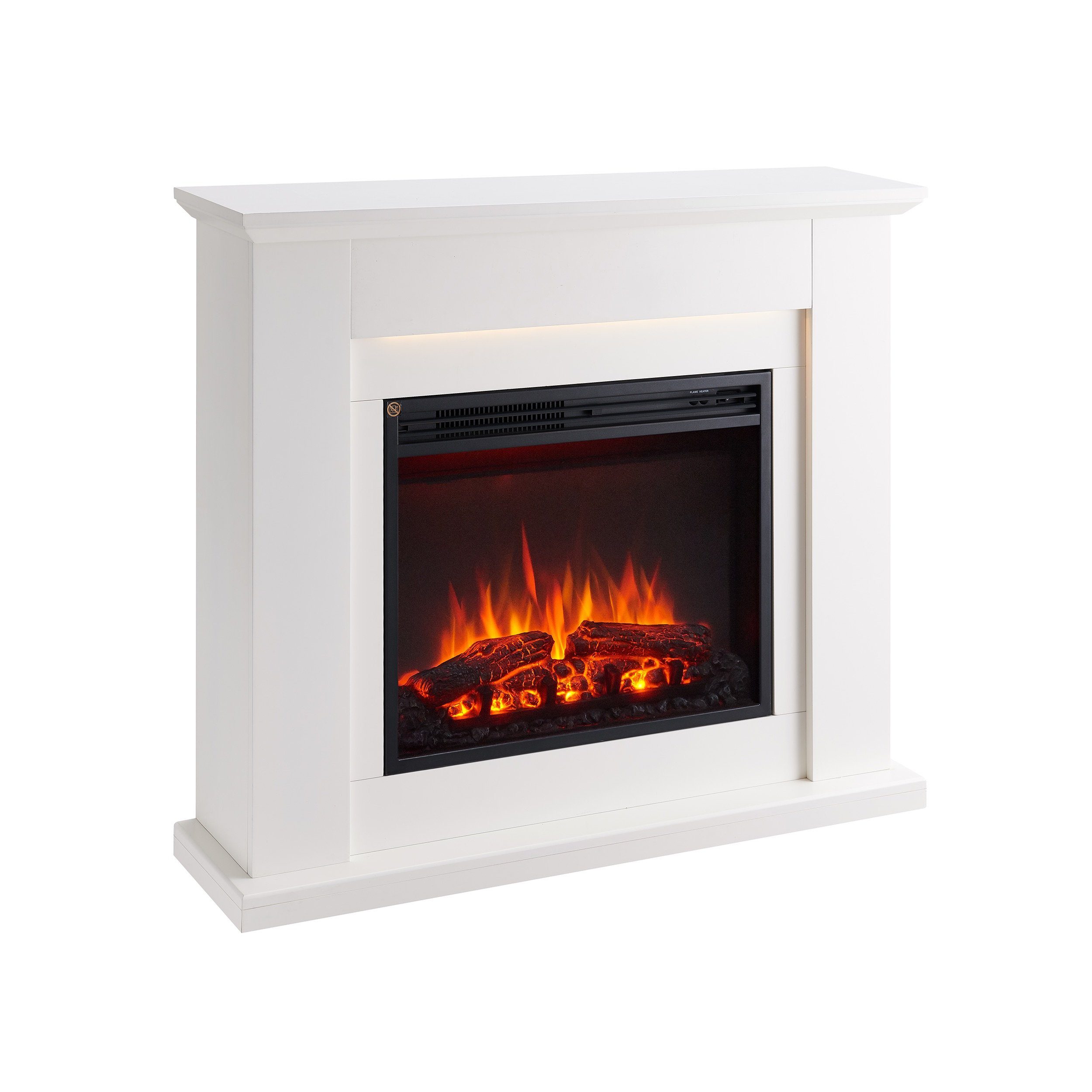 CrownFlame Elektrokamin Hektor, Standkamin mit Heizung 2000W, Heizung, LED-Beleuchtung, 3D-Flammeneffekt & Fernbedienung