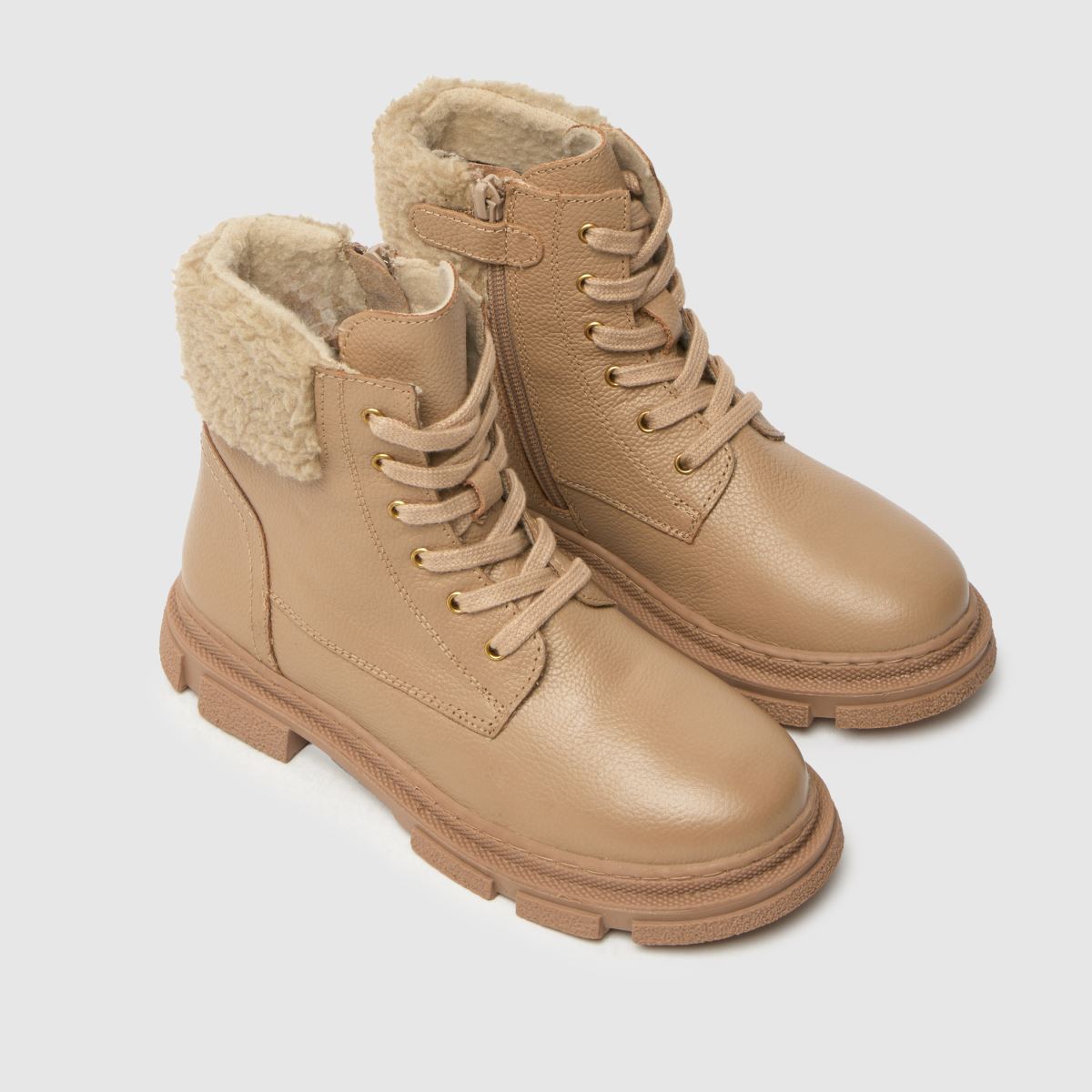 Schuh naturliga Charley-läderpälsstövlar för flickor, junior