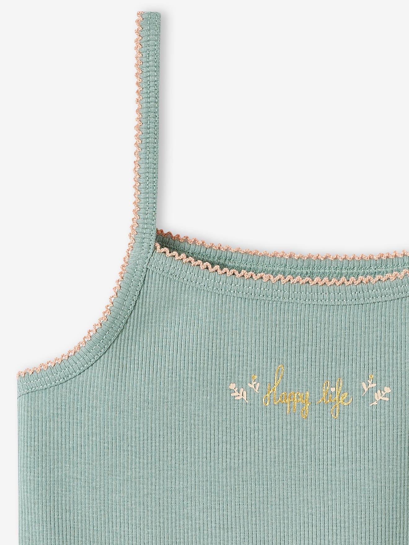 Vertbaudet 3er-Pack Mädchen Trägertops, Ripp Oeko-Tex - rosa nude