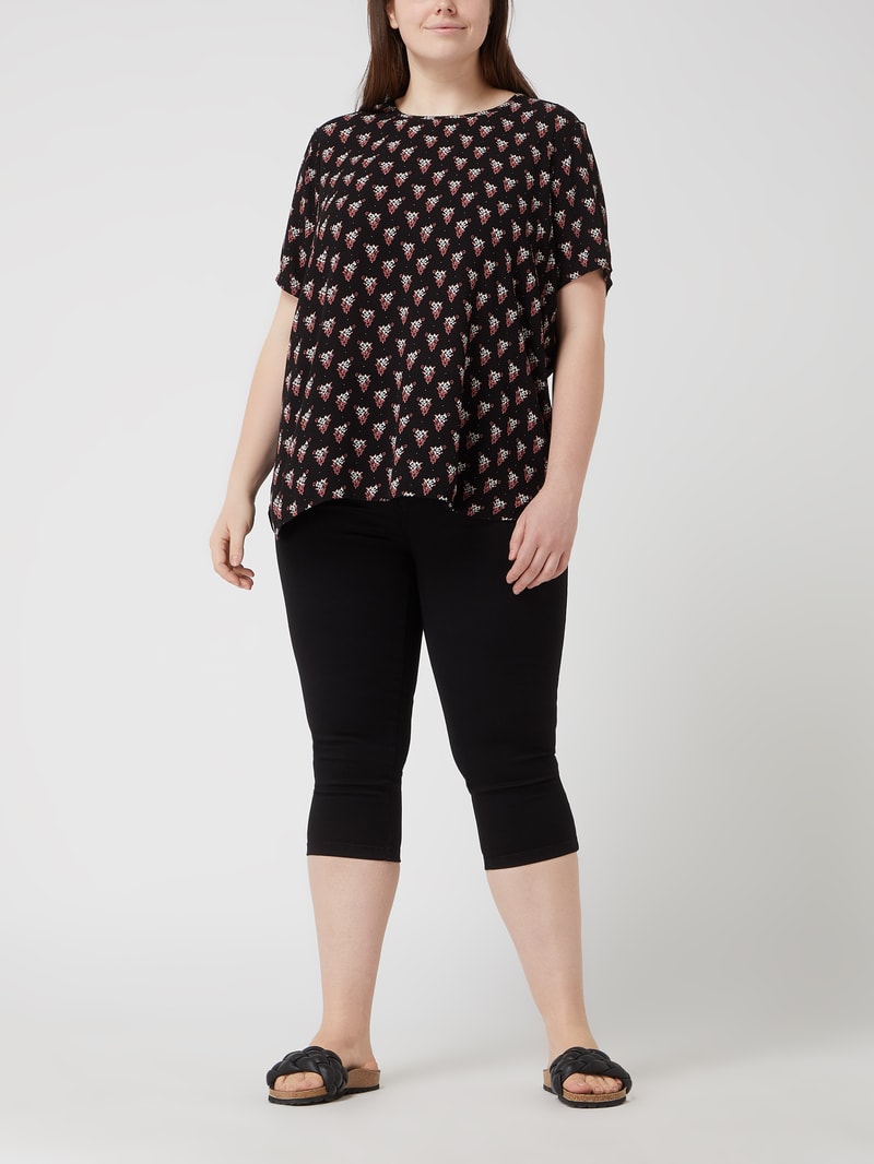 PLUS SIZE Skinny Fit Caprijeans mit Stretch-Anteil Modell 'Augusta' in schwarz
