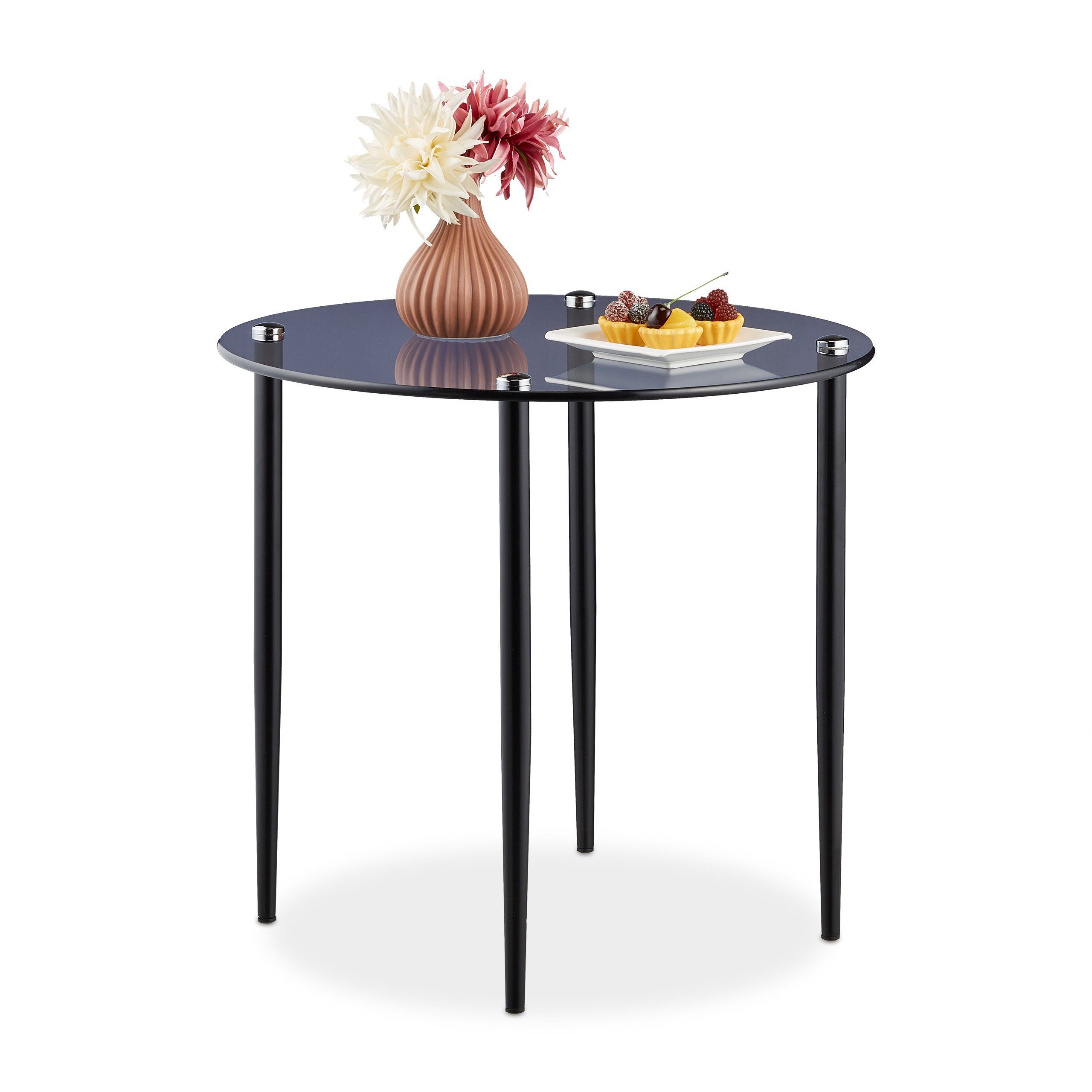 relaxdays Beistelltisch Runder Beistelltisch aus Glas