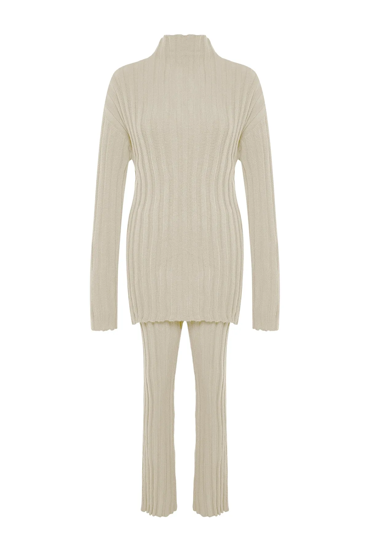 Trendyol Collection  Stone Corded Basic Pants Strickoberteil und -unterteil-Set TWOAW24AU00013