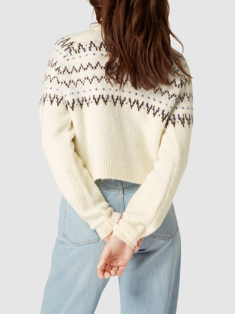 Norwegerpullover mit Raglanärmeln in beige meliert