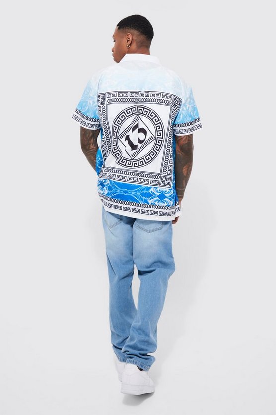 Oversize Hemd mit Barock-Print