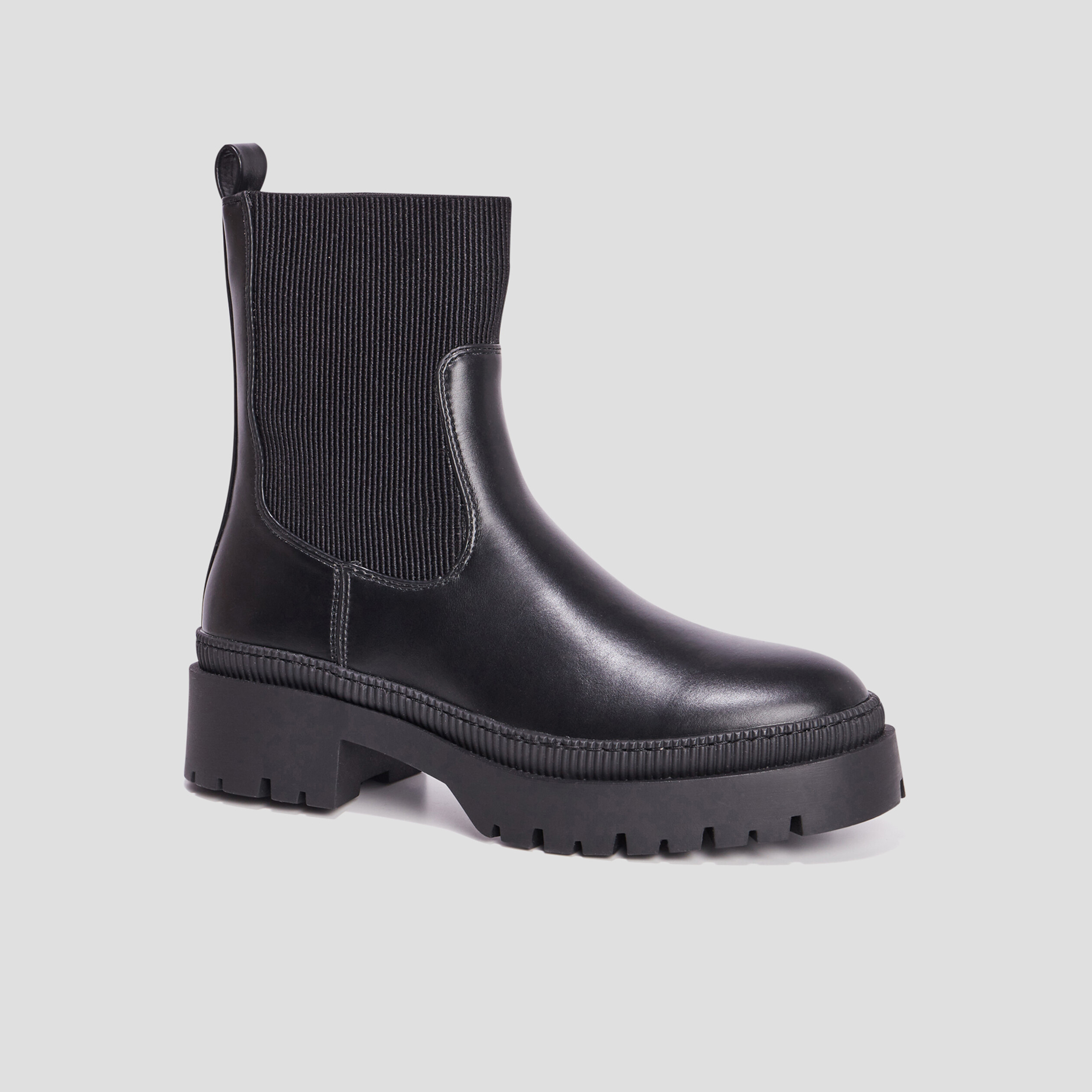 Bottines ranger crantées noir femme | La Halle