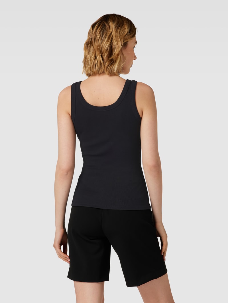Tanktop mit Rundhalsausschnitt in Ripp-Optik in schwarz