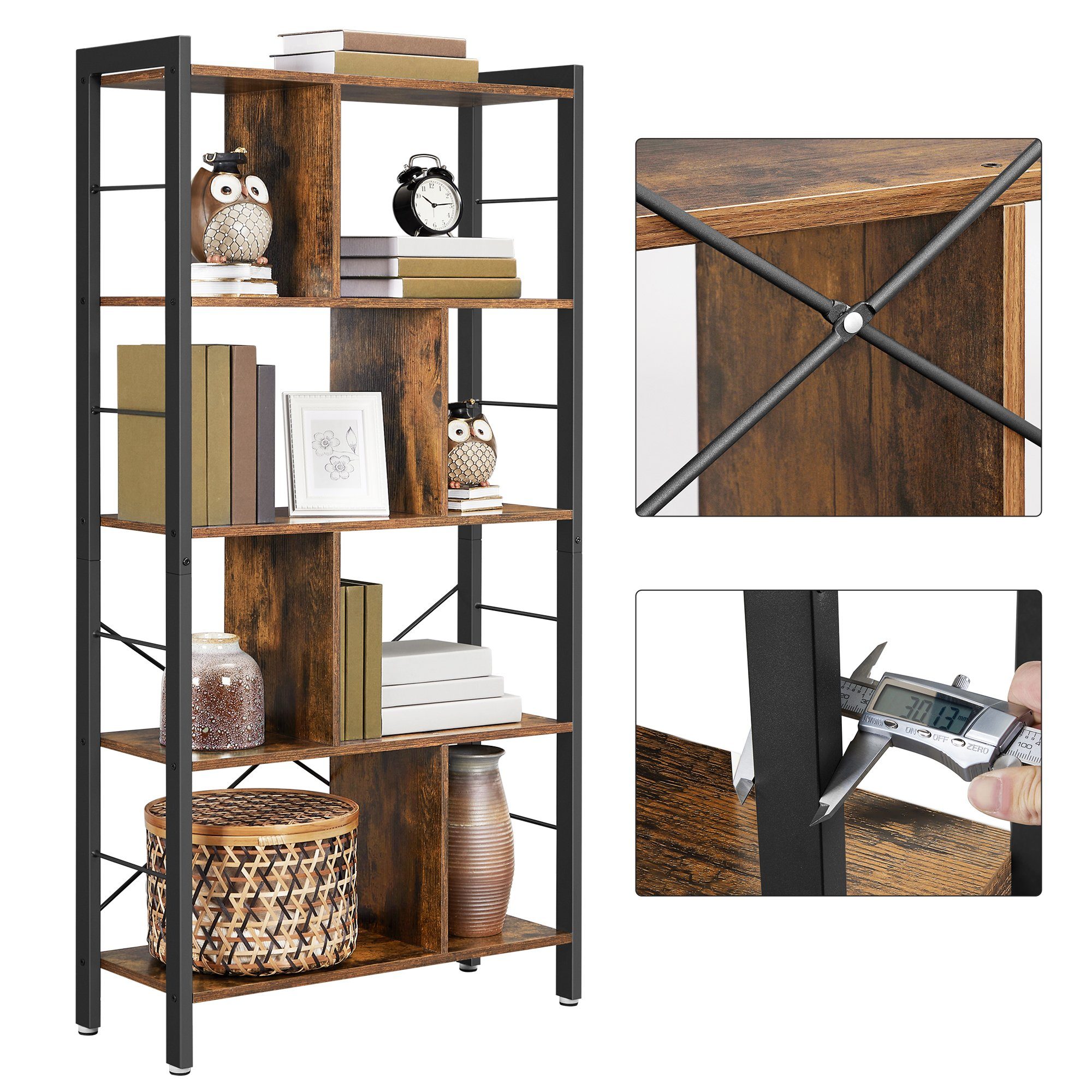 VASAGLE Bücherregal Standregal, Metallgestell, Arbeitszimmer