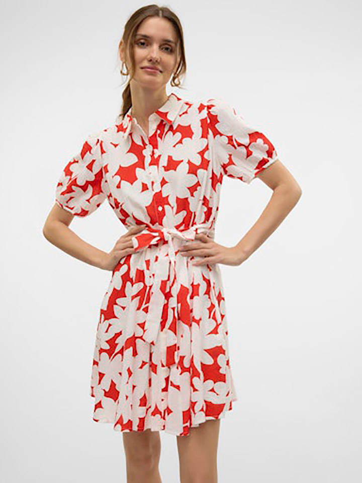 Vero Moda Kleid in Weiß/ Rot günstig kaufen