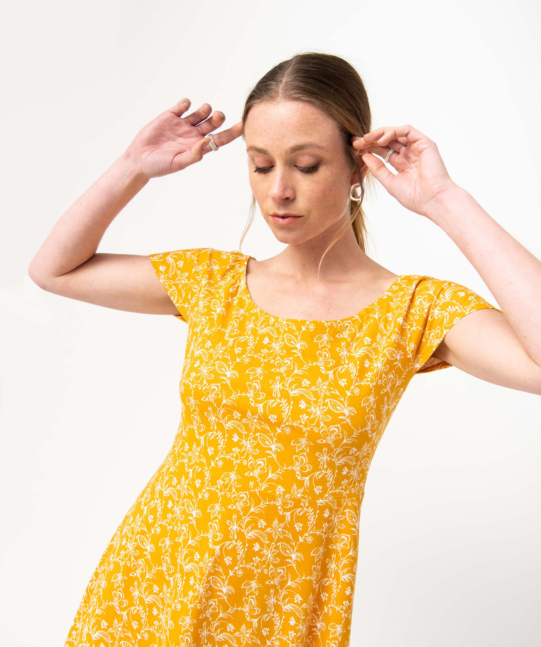 Robe femme en coton à manches courtes imprime | GEMO