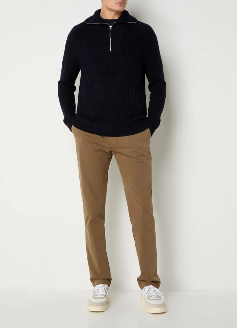 Boggi Milano Chunky knit wool sweater with half zipper