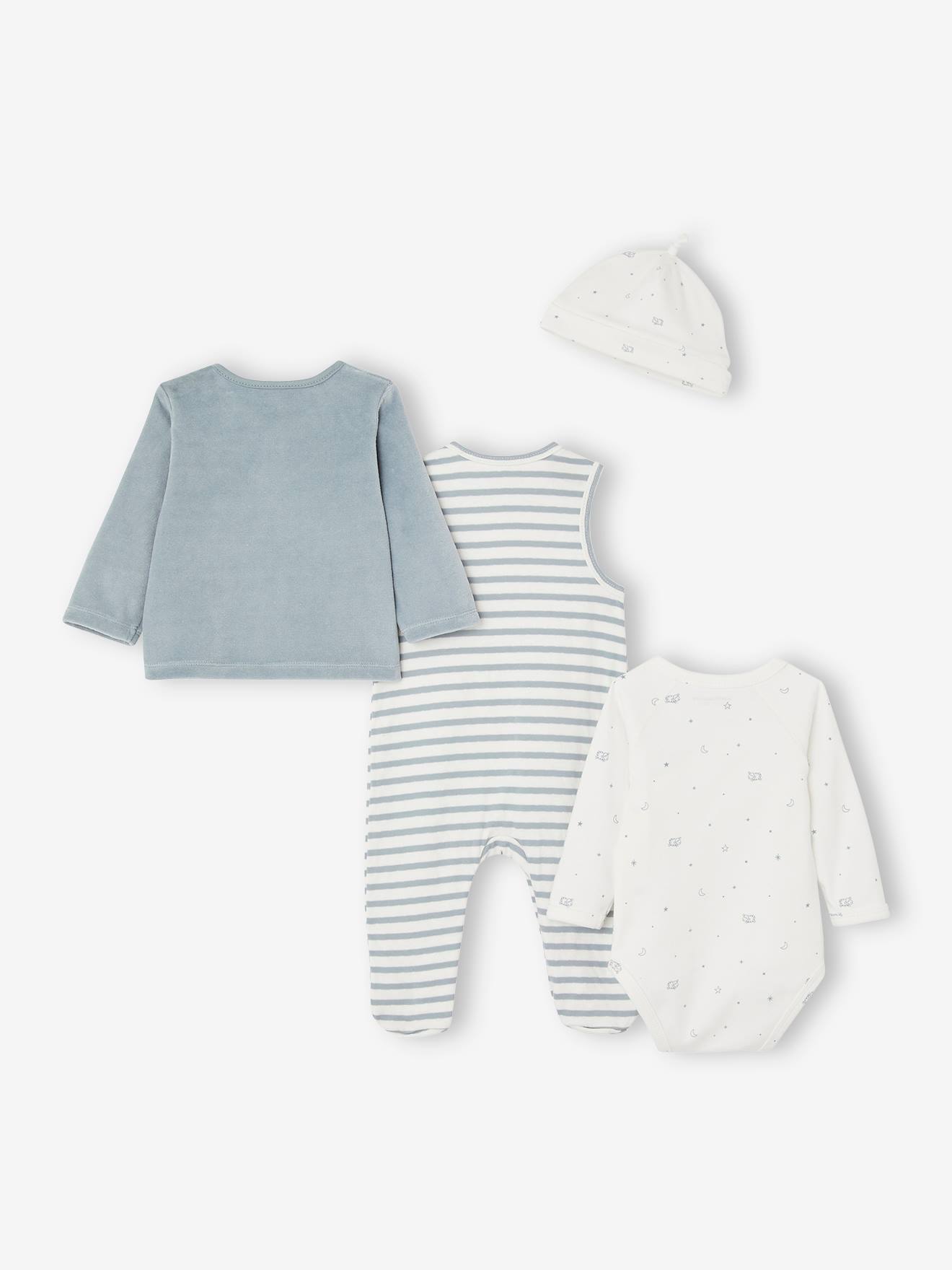 Vertbaudet 4-teiliges Baby Geschenk-Set, personalisierbar Oeko-Tex - himmelblau
