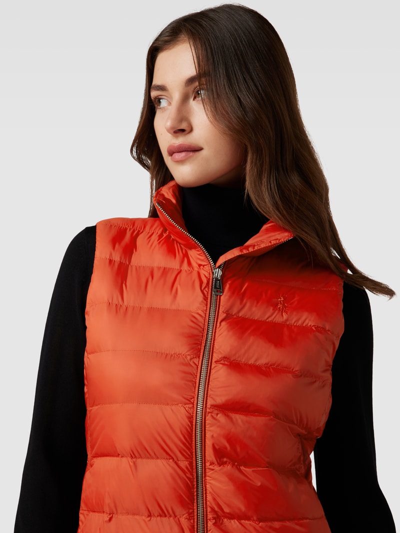 Steppweste mit Label-Stitching in rot