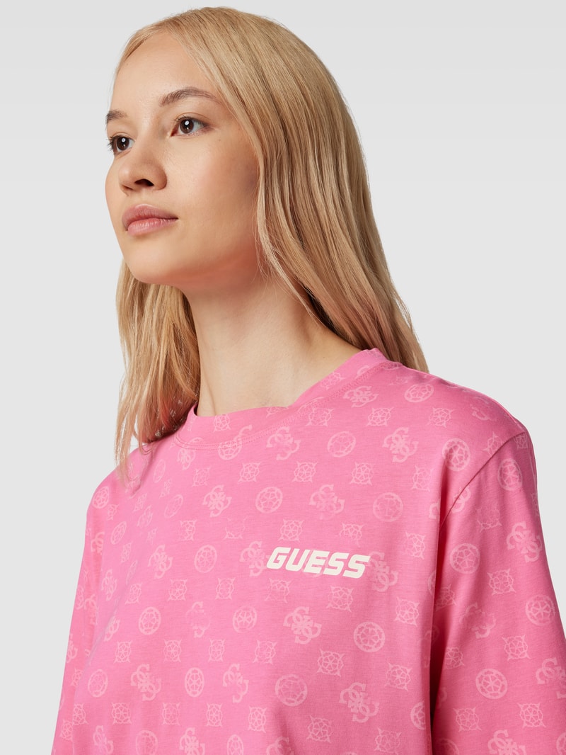 Crop T-Shirt mit Allover-Label-Print Modell 'ALETHA' in pink