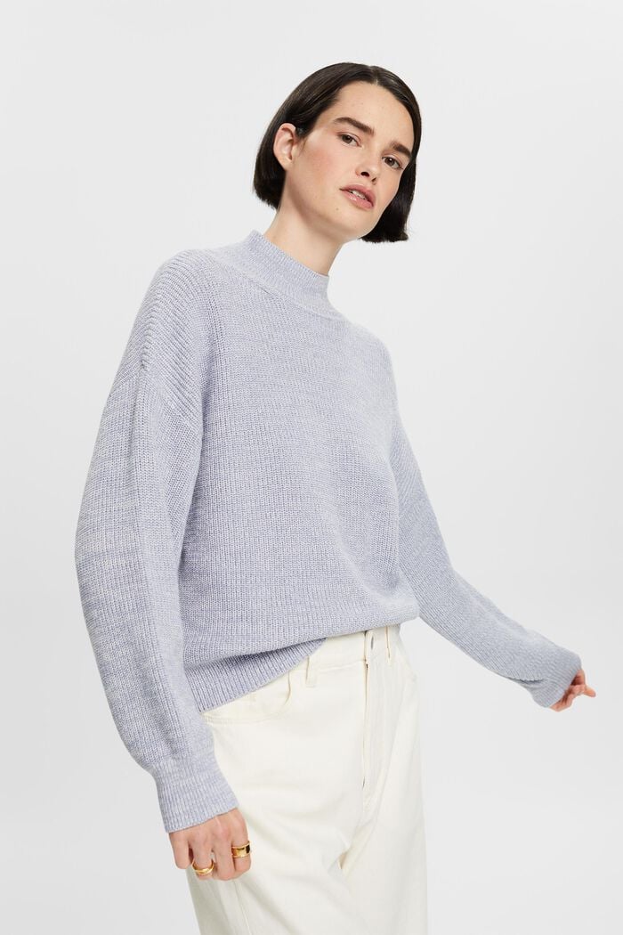 Rippstrickpullover mit Stehkragen