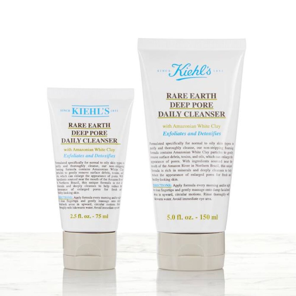 kiehl's Rare Earth Deep Pore Daily Cleanser Nettoyant visage purifiant à l'argile blanche pour peaux normales à grasses