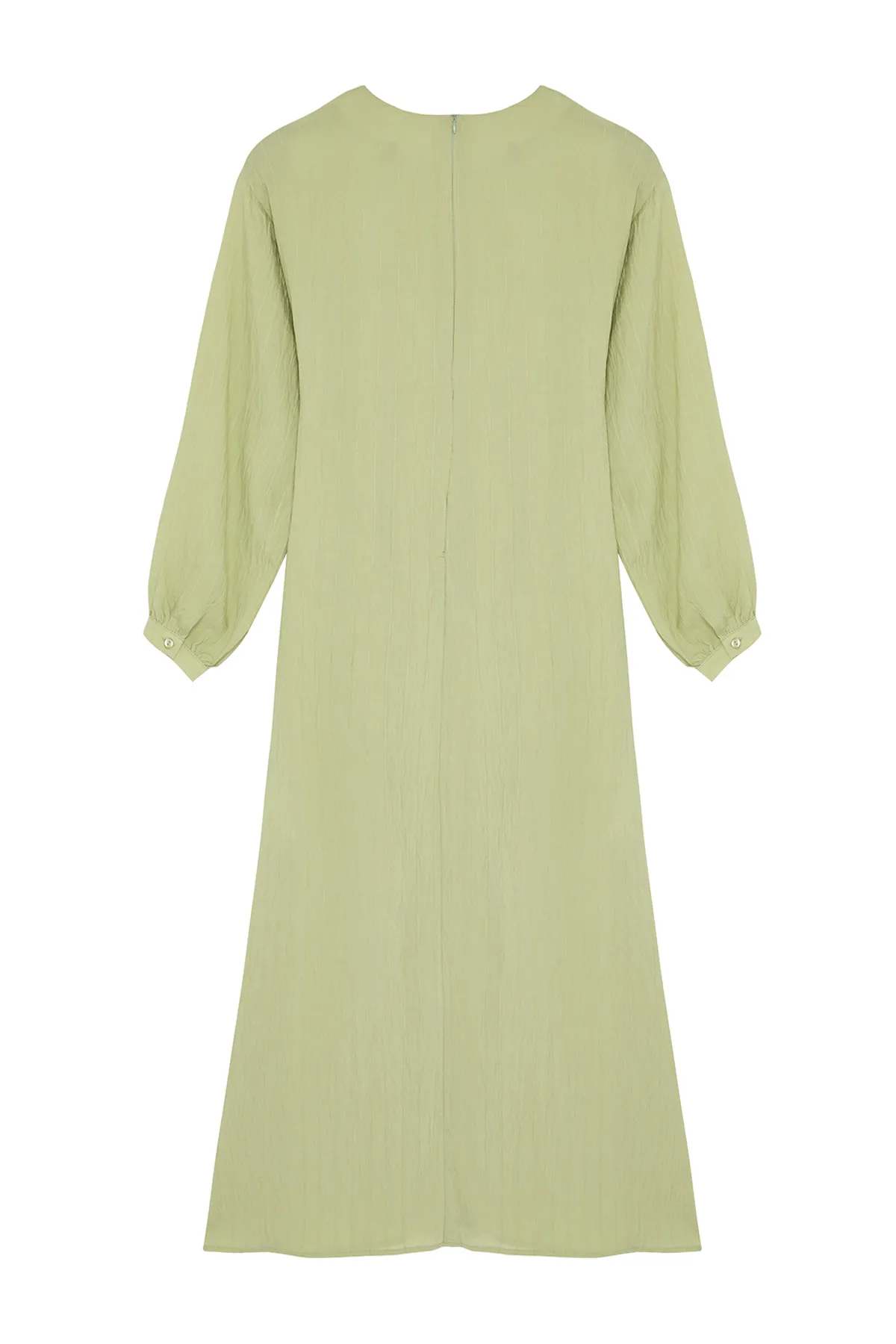 Trendyol Modest  Khakifarbenes gewebtes Kleid mit Bindeband vorne TCTSS24EB00131