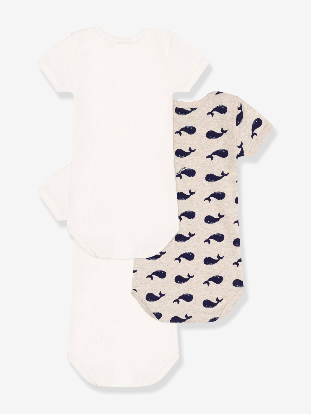 Petit Bateau 3er-Pack Baby Kurzarm-Bodys mit Walen PETIT BATEAU, Bio-Baumwolle - weiß