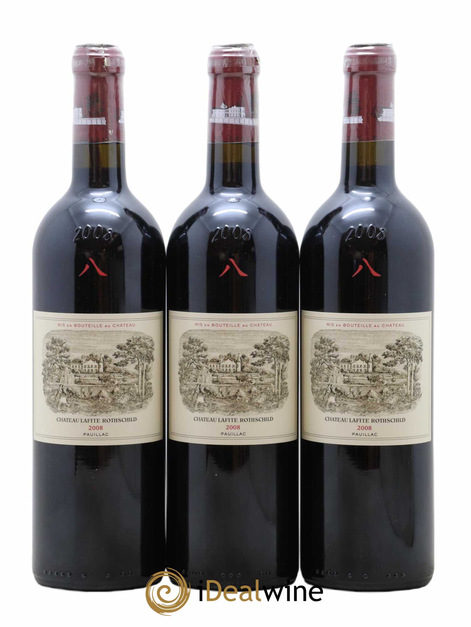 Château Lafite Rothschild 1er Grand Cru Classé  2008 - Lot de 3 Bouteilles