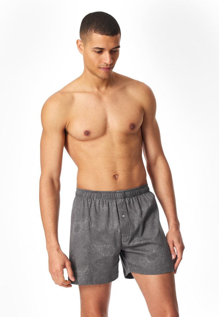Boxershorts Interlock Paisley anthrazit gemustert - Fine Interlock