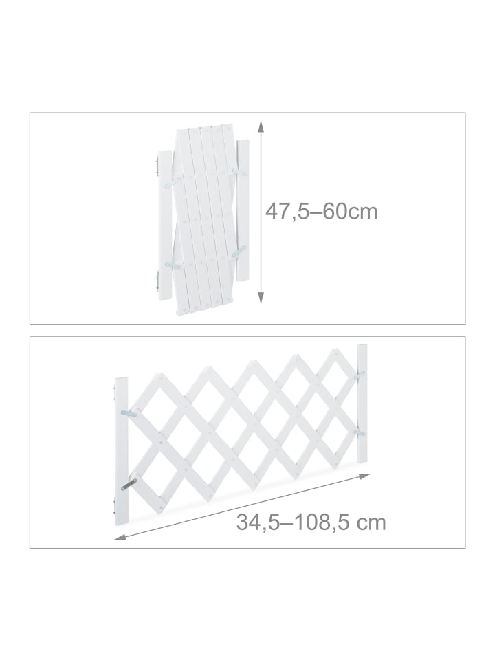 relaxdays Hundeabsperrgitter in Weiß - (B)108,5 x (H)47,5 cm günstig kaufen onesize