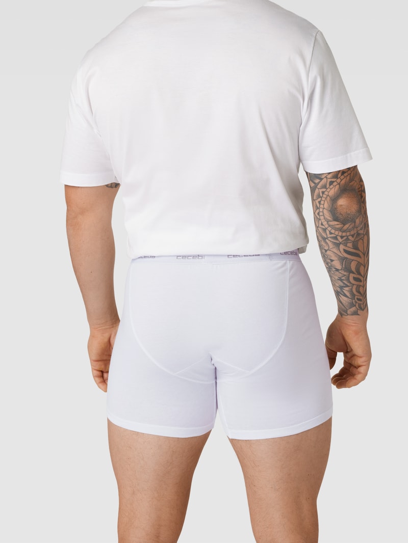 PLUS SIZE Trunks mit elastischem Logo-Bund im 2er-Pack in weiß
