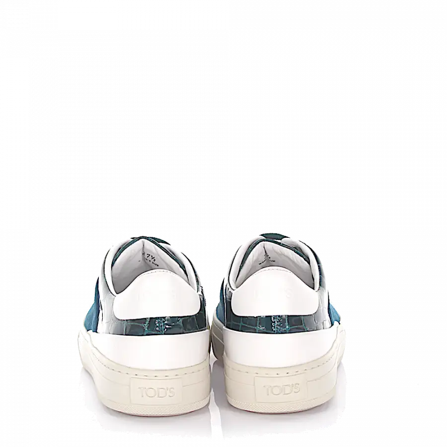 Tod's - Tods Sneakers Sportivo Veloursleder türkis Leder grün Krokodilprägung - grün