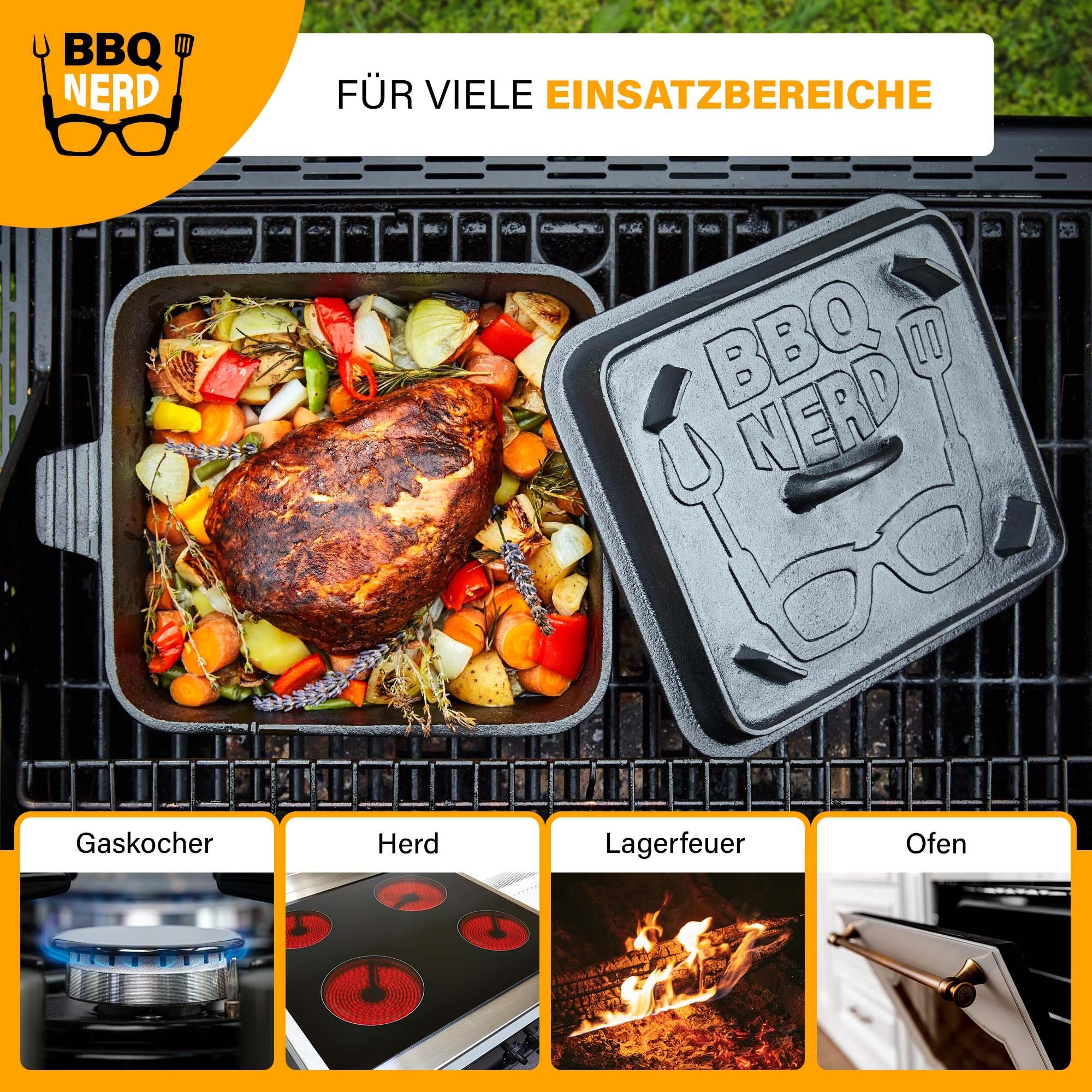 BBQ Nerd Brotbackform, Dutch Oven Brottopf - Kastenform mit Deckel , Brotbackform