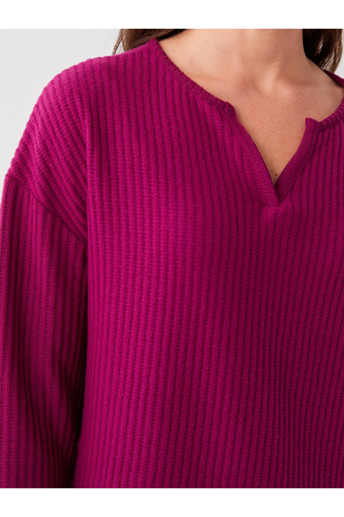 LC Waikiki  Damen-Pyjama-Set mit lockerem Kragen, einfarbig, langärmelig