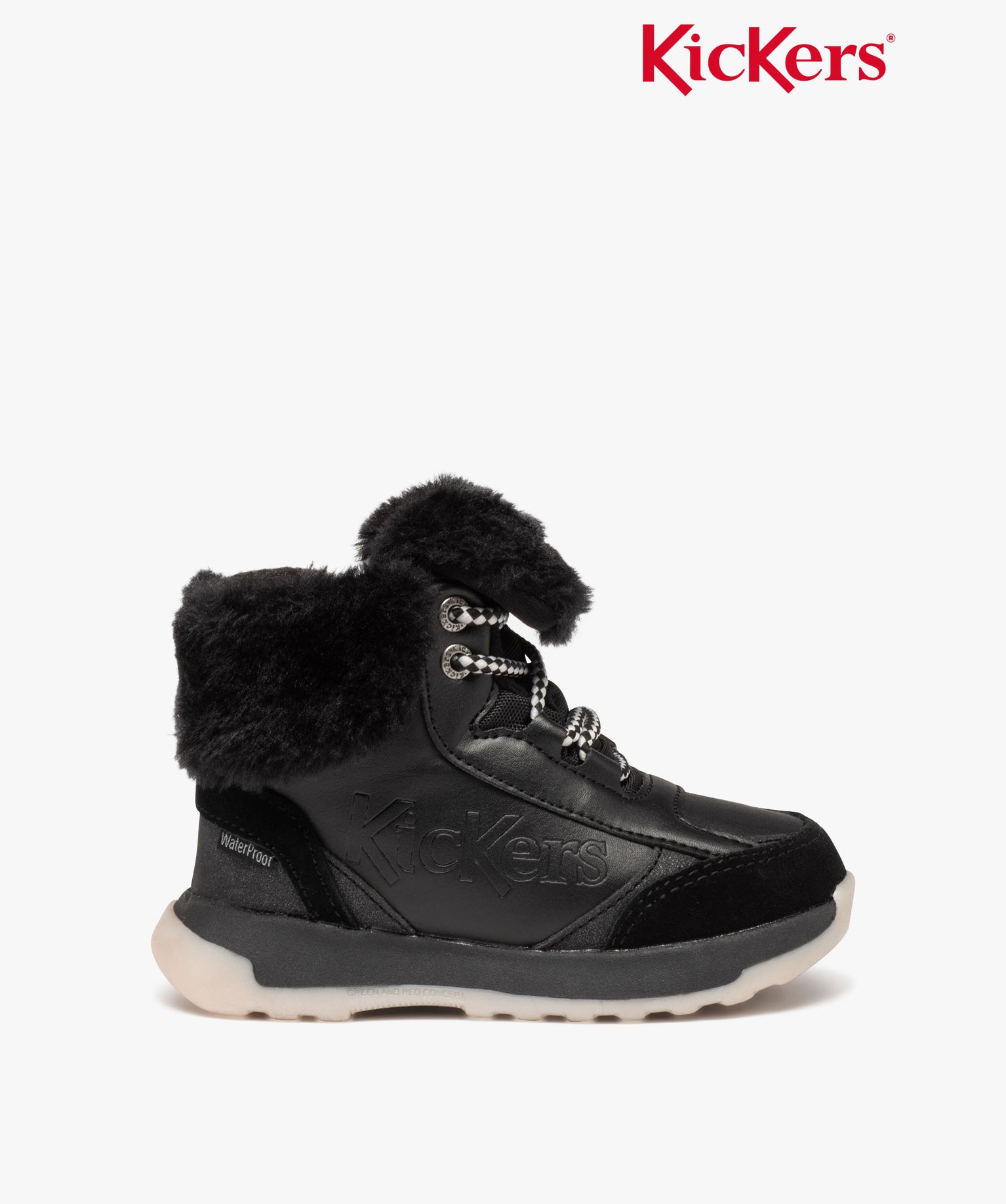 Boots fille unies imperméables à col fourré retourné - K... noir | GEMO